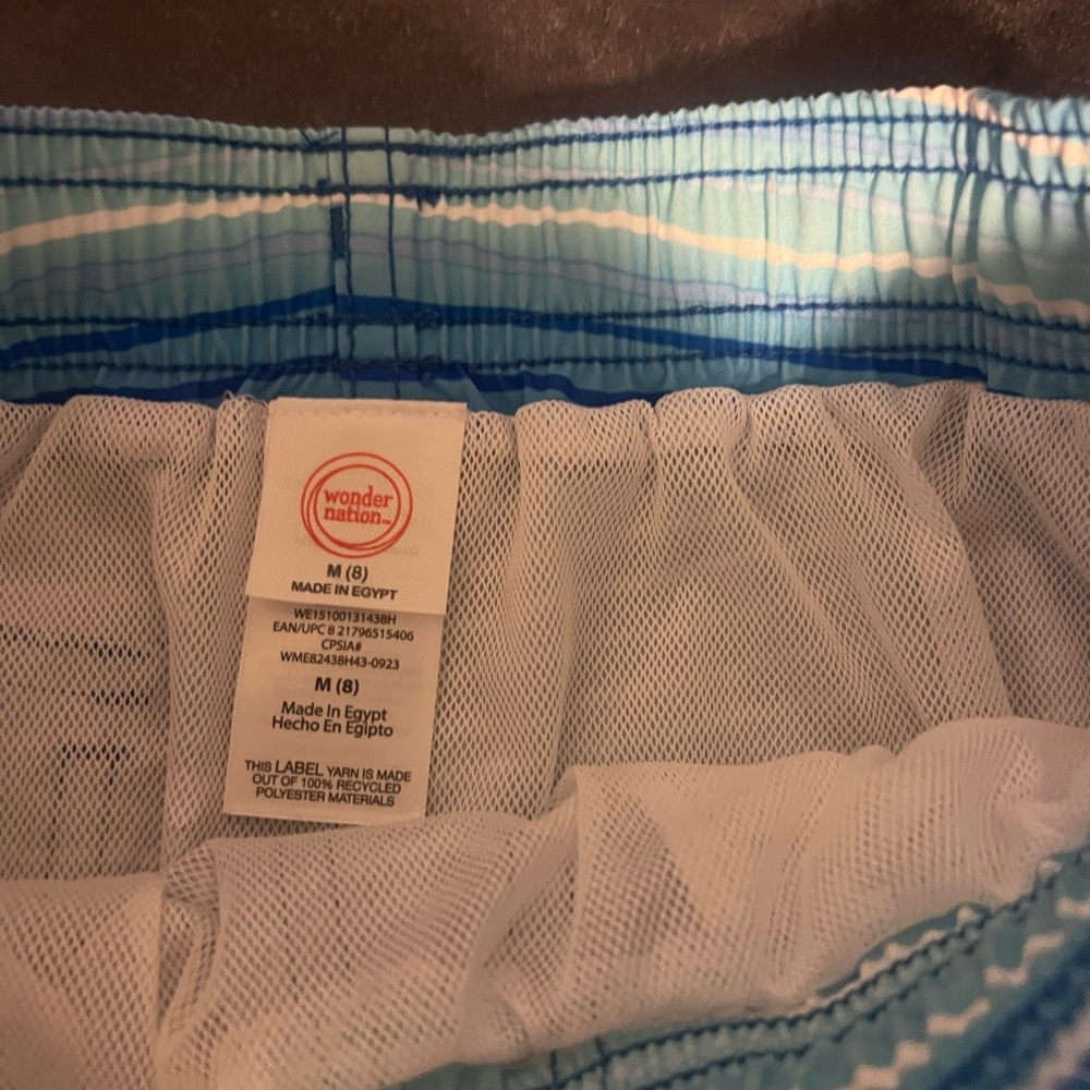 Wonder Nation Aqua and White Swim Shorts